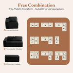 106-Inch Black Corduroy Modular Cloud Sectional Sofa with Reversible Chaise