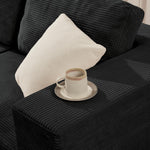 106-Inch Black Corduroy Modular Cloud Sectional Sofa with Reversible Chaise